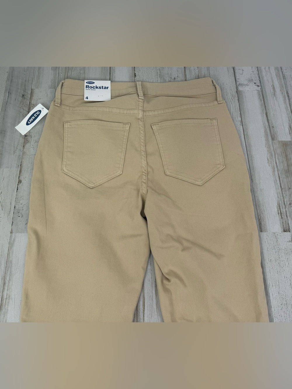 Old Navy Rockstar Super Skinny Pants Size 4 (27x29) Beige High Rise NWT - Picture 10 of 11